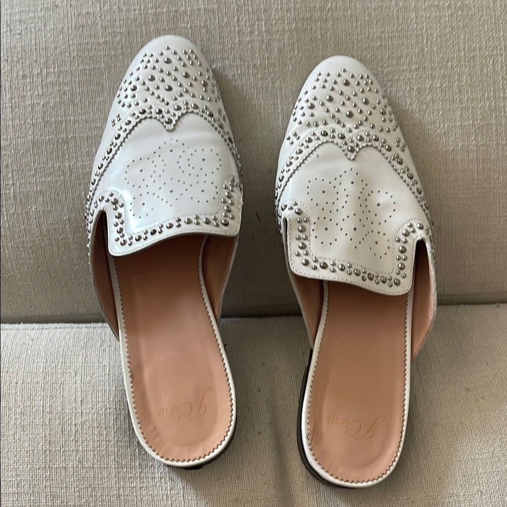 Jcrew Women's White Studded Slip-On Shoes